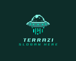 Pixel Alien UFO logo design