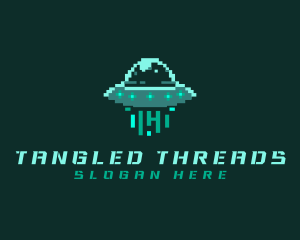 Pixel Alien UFO logo design