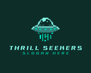 Pixel Alien UFO logo design