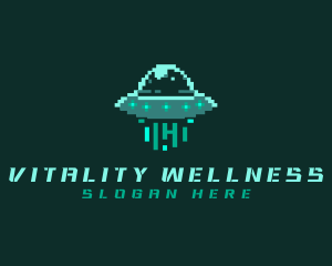 Pixel Alien UFO logo design