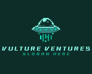 Pixel Alien UFO logo design