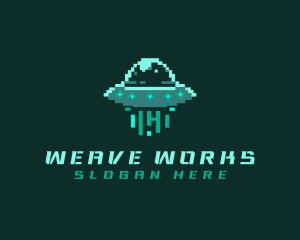 Pixel Alien UFO logo design