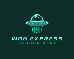 Pixel Alien UFO logo design