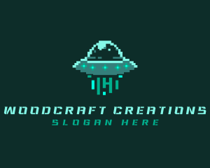 Pixel Alien UFO logo design