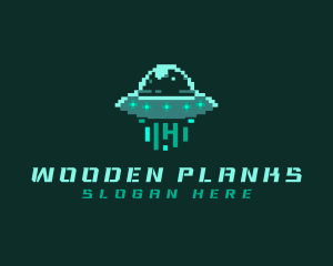 Pixel Alien UFO logo design