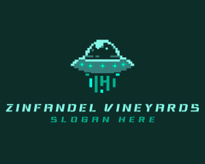 Pixel Alien UFO logo design