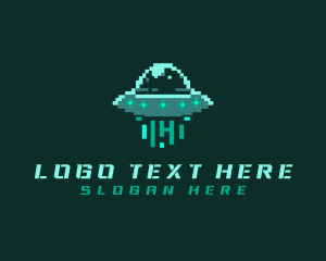 Alien - Pixel Alien UFO logo design