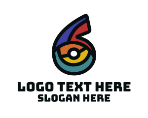 Embossed - Colorful Number 6 logo design