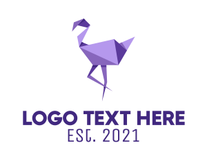 Papercraft - Purple Flamingo Bird logo design