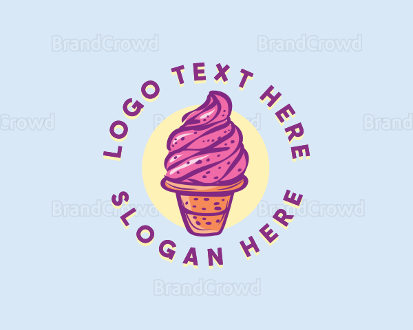 Dairy Strawberry Ice Cream Logo