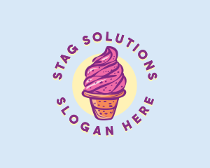 Dairy Strawberry Ice Cream Logo