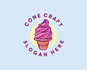 Cone - Dairy Strawberry Ice Cream logo design
