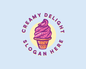 Yogurt - Dairy Strawberry Ice Cream logo design