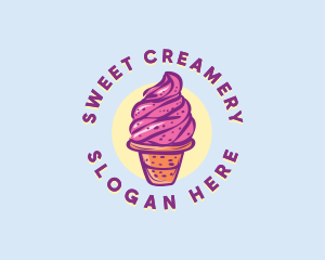 Dairy Strawberry Ice Cream logo design