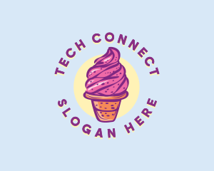 Ice Cream Store - Dairy Strawberry Ice Cream logo design