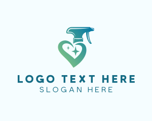 Cleaner - Heart Bottle Sprayer Cleaning logo design