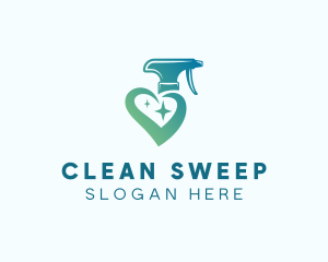 Heart Bottle Sprayer Cleaning logo design