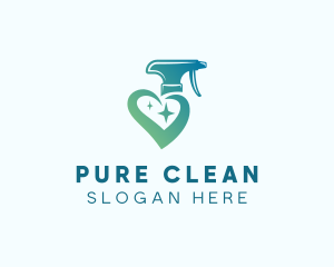 Heart Bottle Sprayer Cleaning logo design