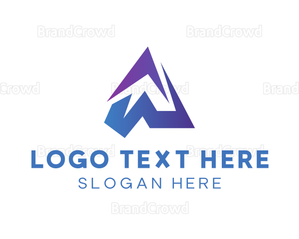 Blue Gradient Mountain Letter W Logo