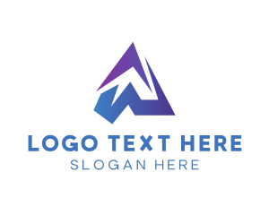 Tent - Blue Gradient Mountain Letter W logo design