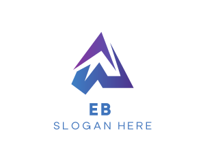Professional - Blue Gradient Mountain Letter W logo design