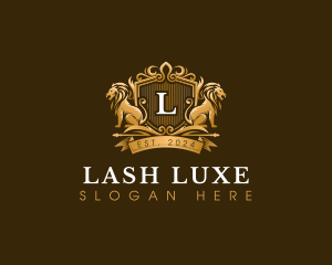 Elegant Lion Shield logo design