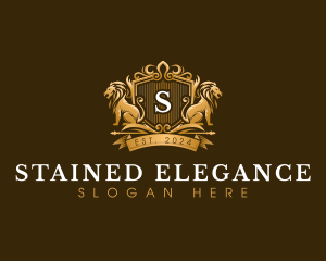 Elegant Lion Shield logo design