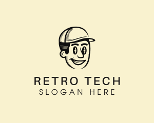 Smiling Retro Handyman  logo design