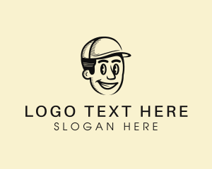 Head - Smiling Retro Handyman logo design