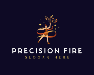 Fire Dancer Woman logo design