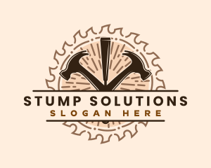 Stump - Hammer Saw Chisel logo design