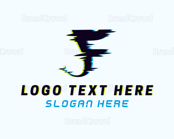 Cyber Glitch Letter F Logo