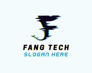 Cyber Glitch Letter F logo design