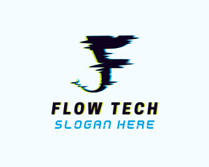 Cyber Glitch Letter F logo design