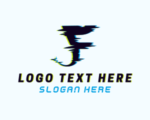 It - Cyber Glitch Letter F logo design