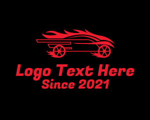 Car - Flaming Race Car logo design