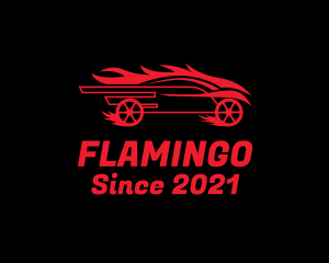 Burning - Flaming Race Car logo design
