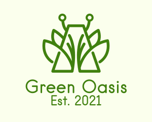 Green Symmetric Plant  logo design