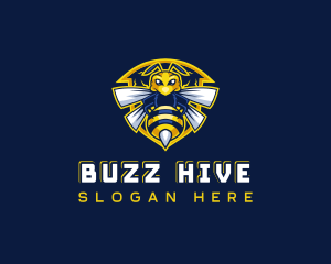 Bee Hornet Shield logo design