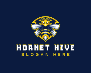 Bee Hornet Shield logo design