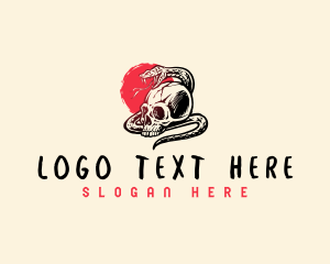 Coiled - Skull Snake Serpent logo design