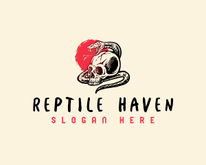 Skull Snake Serpent logo design