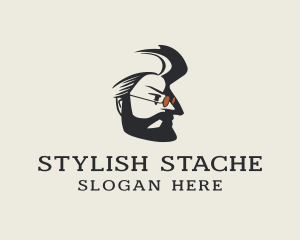 Hipster Man Sunglasses logo design