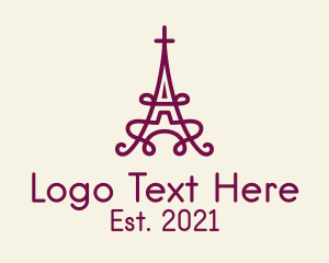 Radio Tower - Monoline Eiffel Tower logo design
