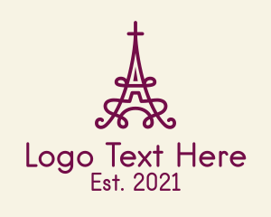 Blue - Monoline Eiffel Tower logo design