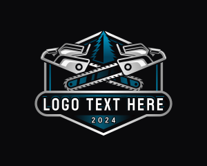 Carpentry - Woodcutting Chainsaw Lumberjack logo design