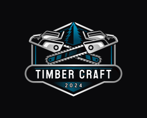 Woodcutting Chainsaw Lumberjack logo design