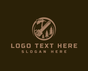 Cutting Blade - Pine Tree Axe Chainsaw logo design