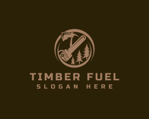 Firewood - Pine Tree Axe Chainsaw logo design