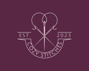 Knitter - Heart Needle Thread logo design